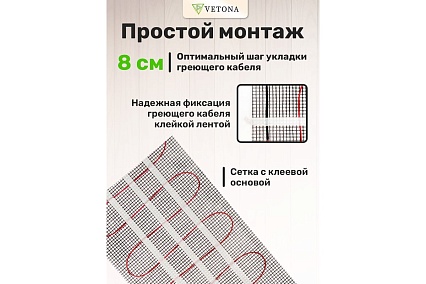 Мат нагревательный VETONA 150 Вт/1.0 м2 096414
