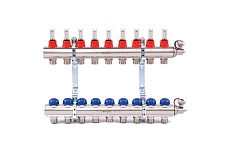 Коллекторная группа 1х3/4, 9 выходов, с расходомерами и термостатическими вентилями Uni-Fitt 440E4309
