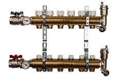 Распределительный коллектор из латуни без расходомеров 6 вых. STOUT SMB 0468 000006
