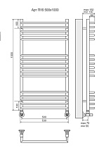 Полотенцесушитель водяной Terminus Арт П16 500x1000, 4670078513380
