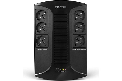 Источник бесперебойного питания SVEN UP-L1000E 510Вт, Входное 175-290В, 6хCEE7/4 (3*UPS/сетевой фильтр+3*сетевой фильтр SV-016593