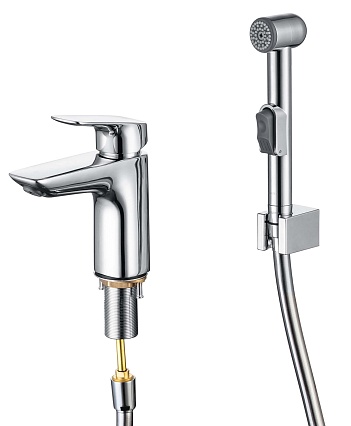 Смеситель для раковины Aquatek Вега AQ1012CR с гигиеническим душем, хром