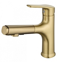 Смеситель для раковины Wonzon&Woghand WW-AE4151-BG выдвижной излив, брашированное золото