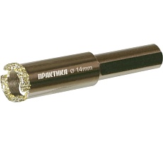 Коронка алмазная по керамограниту/керамике Профи (14х65 мм) Практика 917-545