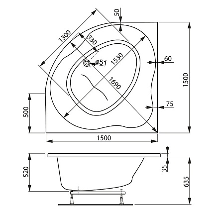 Акриловая ванна VagnerPlast Plejada 150x150 см