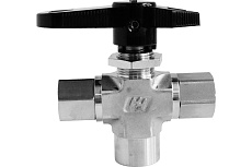 Шаровой кран Hy-Lok 102 серии, трехходовой, NPT 1/4&quot; внутр. - NPT 1/4&quot; внутр HB2-B3-F-4N