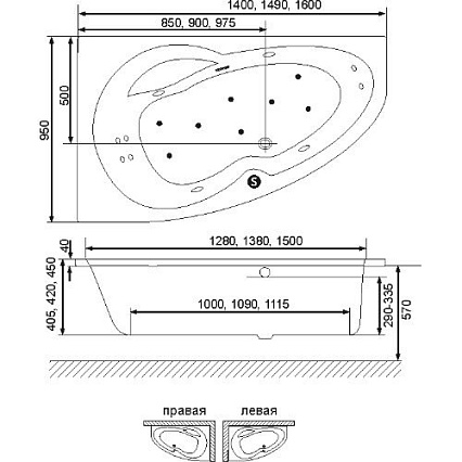 Акриловая ванна Excellent Newa 160x95 R