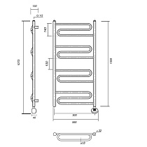 Полотенцесушитель электрический Domoterm Офелия П12 500x1000 ER, ТЭН справа, хром