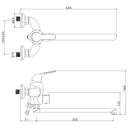 Смеситель универсальный Lemark Swan LM5451BG черный/золото