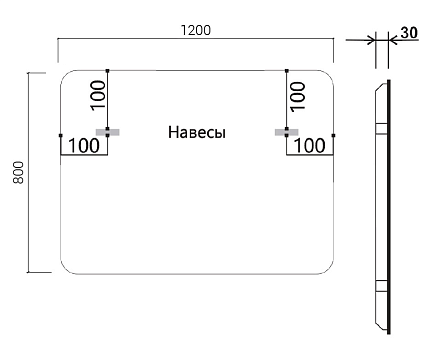 Зеркало Vincea VLM-3VC120B-2 120x80 см, сенсорный выключатель и диммер, антипар, черный