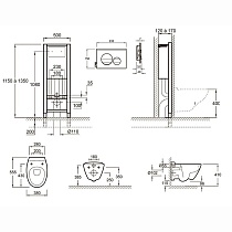 Комплект инсталляции Jacob Delafon Presquille E21743RU-00, клавиши E20859-CP-MTC