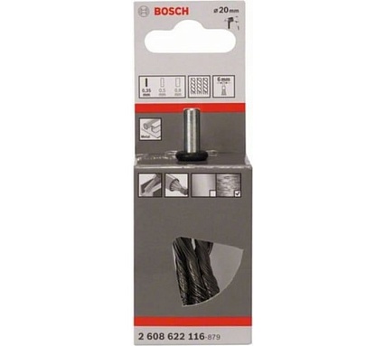 Щетка кистевидная (20 мм; хвост 6 мм) витая INOX Bosch 2608622116