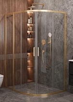 Душевой уголок Cezares MOLVENO-RH-2-130/100-C-BORO-IV 130x100 прозрачный, брашированное золото