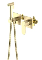 Смеситель Aquatek Оберон AQ1220BG с гигиеническим душем, шлифованное золото