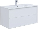 Тумба с раковиной Aquanet Lino (Flat) 100 см белый глянец