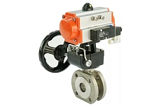 Шаровой кран DN.ru КШмФП Ду25 Ру16, пневмопривод DA-065, дублёр, пневмораспр. 24В D160-01763