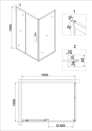 Душевая дверь Niagara Nova 100x190, прозрачное, хром NG-62-10A