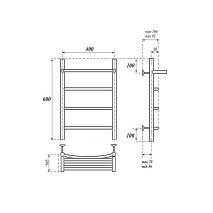 Полотенцесушитель электрический Point PN04146PE П3 40x60 с полкой, хром