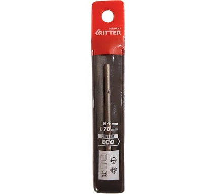 Сверло усиленное 4 х 70 мм по бетону и камню Eco RITTER PS12204070