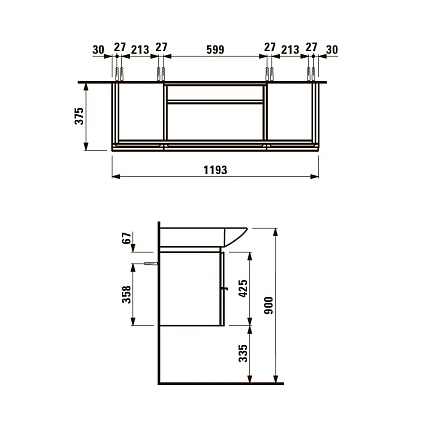 Тумба с раковиной Laufen Palace New 120х51 см белый матовый