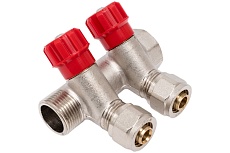 Коллектор для металлопластиковой трубы Terma 3/4г/ш с 2-мя вент.кранами, конус 16 мм (14162) 89364