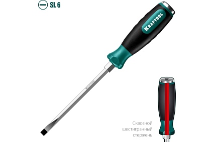 Ударная отвертка Kraftool Impact стержень из CrMo стали, 250033-6