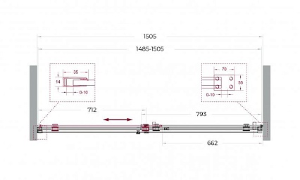 Душевая дверь BelBagno SOFT_CLOSE-2-BF-1-150-C-GM 150x200 прозрачная, оружейная сталь