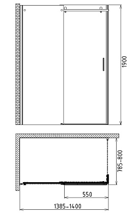 Душевой уголок Gemy Modern Gent S25121 L 80x140