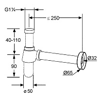 Сифон для раковины Kludi 1010505-00 G1 1/4