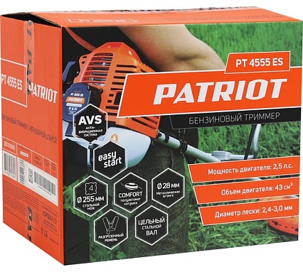 Бензиновый триммер Patriot 4555ES Country с неразборной штангой 250108045