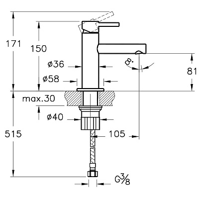 Смеситель для раковины VitrA Origin A42555 хром