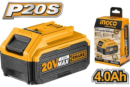 Батарея аккумуляторная INDUSTRIAL (20 В; 4.0 Ач) для серии P20S Ingco FBLI2002