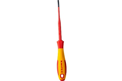 Отвертка Knipex SL4.0x0.8 шлицевая тонкая VDE, L лезвия 100 мм, 1000V, 2-комп. рук-ка KN-982040SL