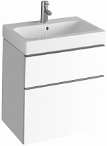 Тумба с раковиной Geberit iCon 60 см, два ящика, белый глянец
