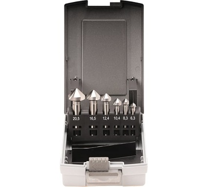 Набор зенковок 90° (6 шт; 6.3, 8.3, 10.4, 12.4, 16.5, 20.5; HSS) Bucovice Tools 741806