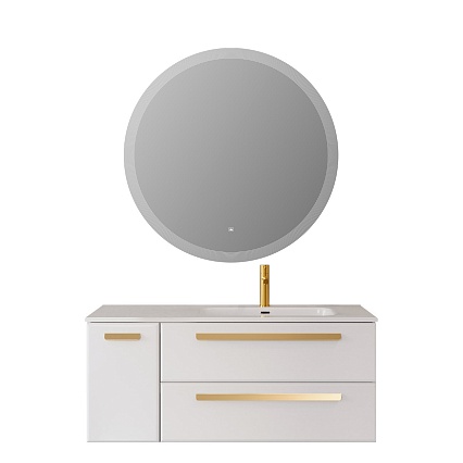 Тумба с раковиной Cezares Eco-Cer-N 120 см 2 ящика, 1 дверца, правая Bianco Lucido
