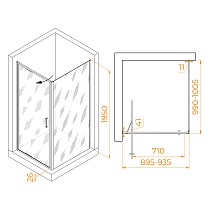 Душевой уголок RGW Stilvol SV-145B (SV-05B + Z-050-2B) 90x100 прозрачное, черный 703214590-14