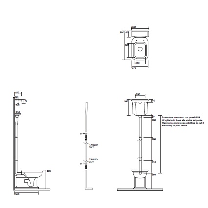 Унитаз с высоким бачком Kerasan Waldorf 418001/411601