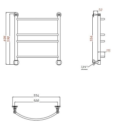 Полотенцесушитель электрический Aquanet Romeo(г2) 50x60 см