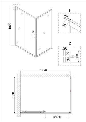 Душевой уголок Niagara Nova NG-62-11А-А80 110x80 прозрачный, хром