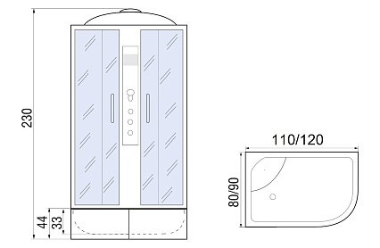 Душевая кабина River Dunay XL 120/90/44 ТН 10000006168 120x90 хром, тонированное L