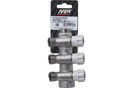 Коллектор с регулирующими вентилями MPF 3 выхода х3/4" х1/2", наружная резьба ИС.071063