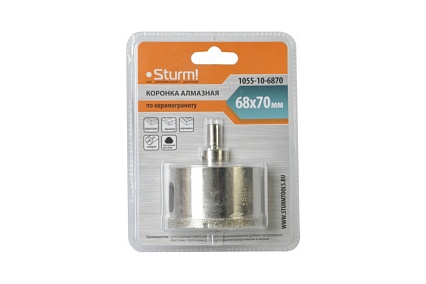 Коронка алмазная (68х70 мм; хв-к с проточкой) Sturm 1055-10-6870