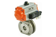 Шаровой кран DN.ru КШмФП Ду25 Ру16 пневмопривод SA-065, пневмораспределитель 24В D160-01749