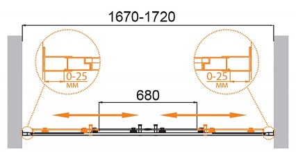 Душевая дверь Cezares MOLVENO-BF-2-170-C-BORO-IV 170x195, прозрачная, брашированное золото