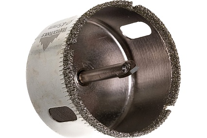 Коронка с центрирующим сверлом по стеклу и керамике (45х55 мм) Vertextools 336-45-55