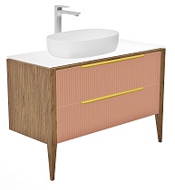 Тумба со столешницей ЗОВ Валенсия 100 см бежево-розовый