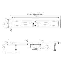 Трап для душа Timo Drain System 700 DS230107/03 70 см, вставка Lines, черный