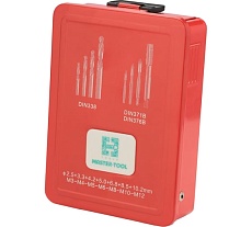Набор машинных метчиков H-Tools M3-M12 HSSE-TiN DIN371/376 + сверла 14пр 245051THT