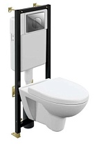 Подвесной унитаз Cersanit Parva CO DPL EO инсталляция BLACK кнопка LEON пластик хром глянцевый